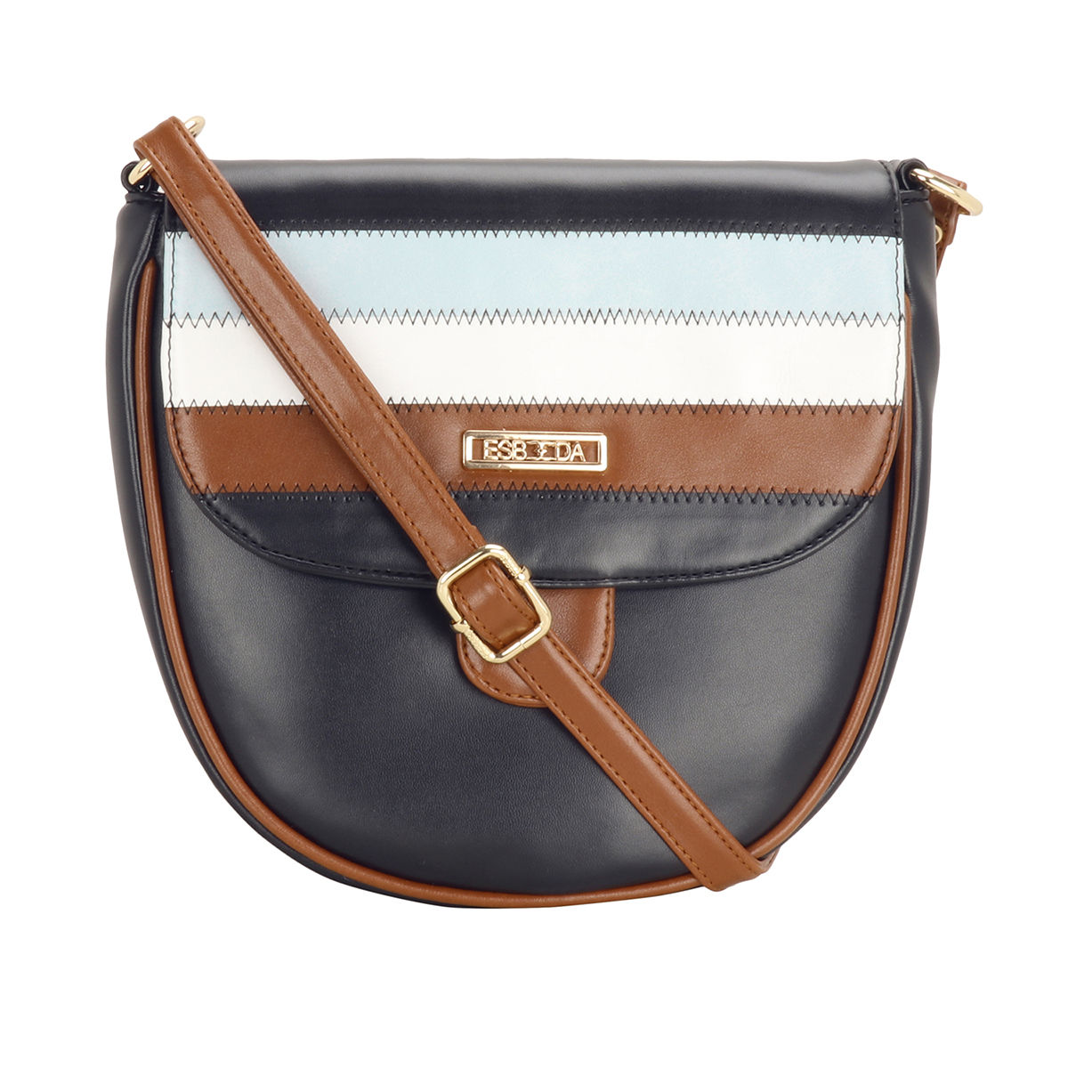 Buy Esbeda Black Color Saddle Round Sling Bag For Women Online - Main Image