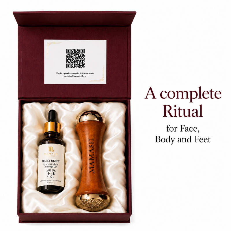 Mamash Organics 2 In 1 Kansa Ritual Wand For Face With Ayurvedic Massage Oil, Body & Feet