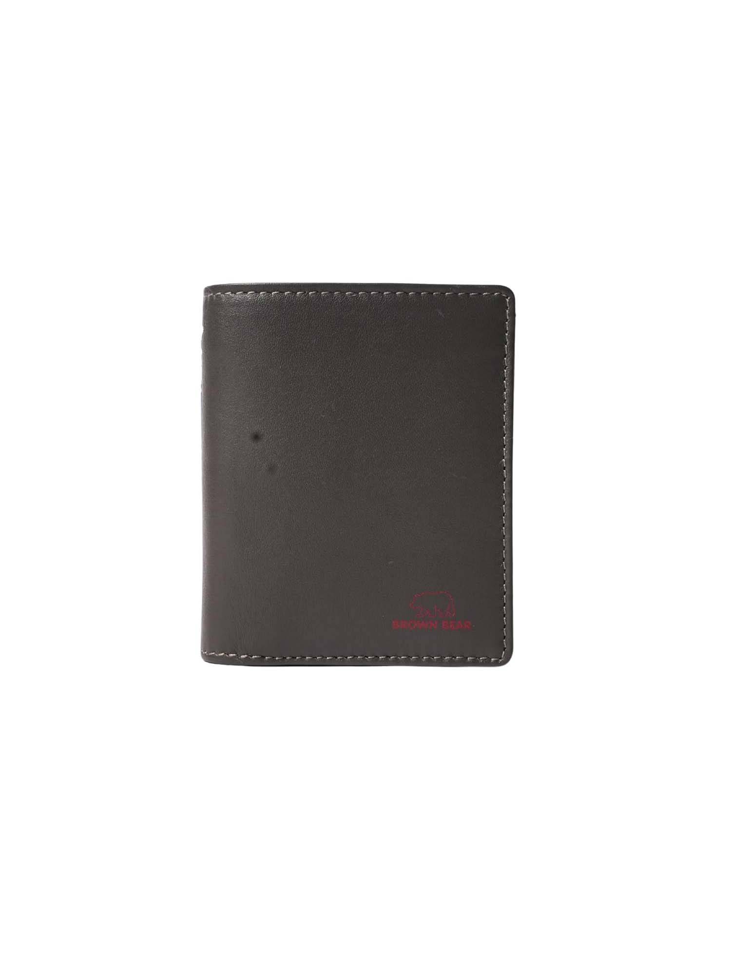 Brown Bear Men's Premium Grey Leather Tri-Fold Wallet