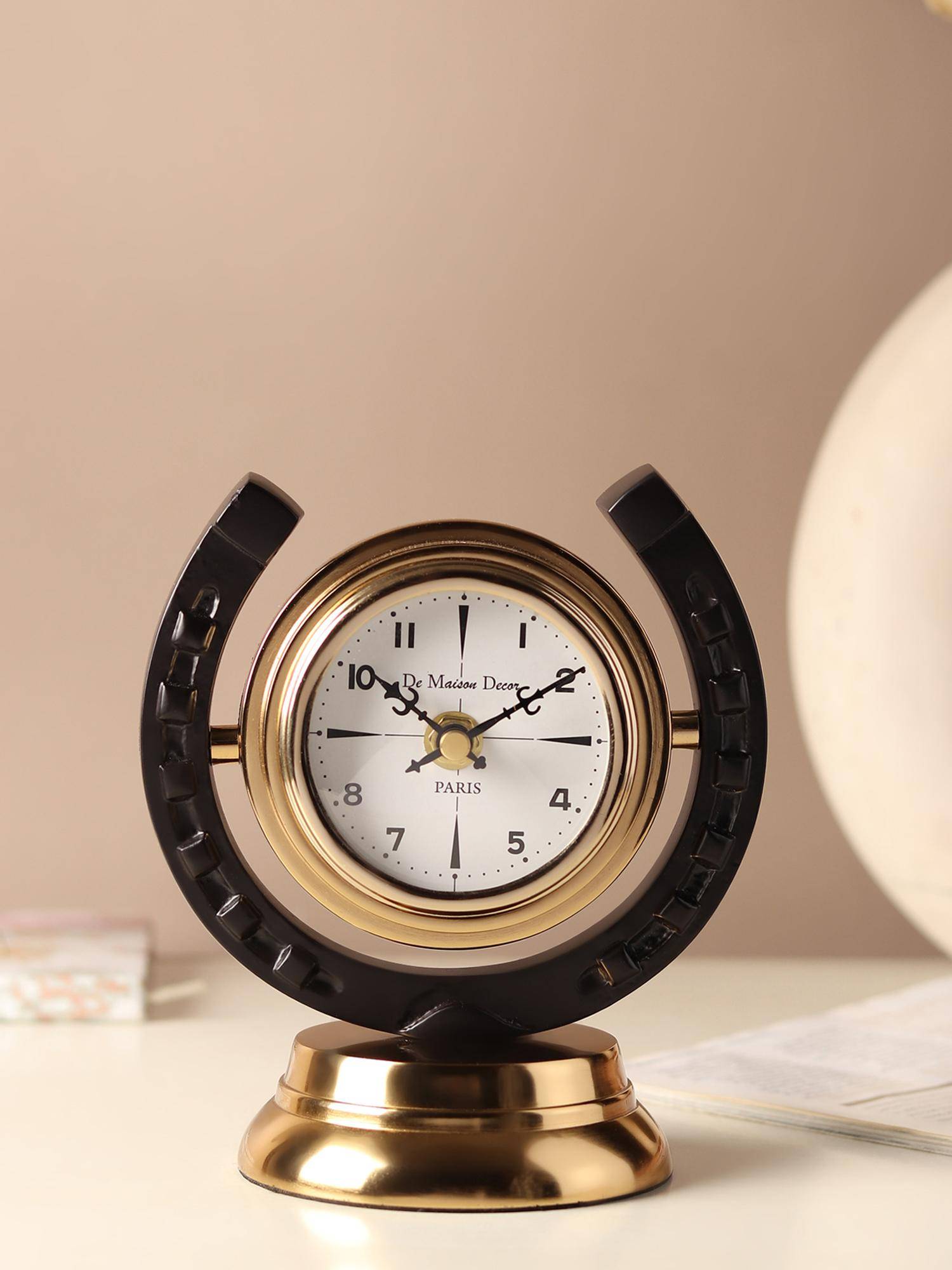 De Maison Decor Equestrian Table Clock In Gold