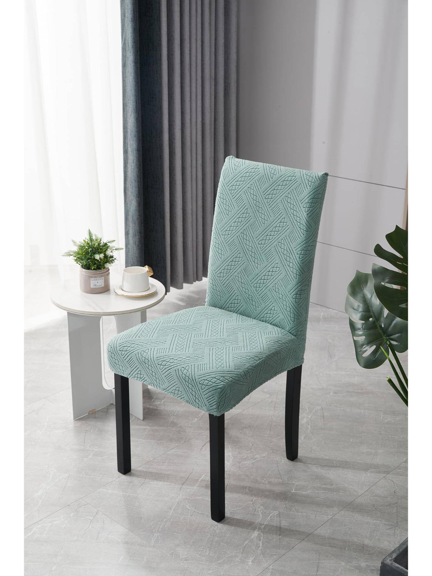 House of Quirk Green Elastic Jacquard Soft Touching Chair Cover Stretch Removable