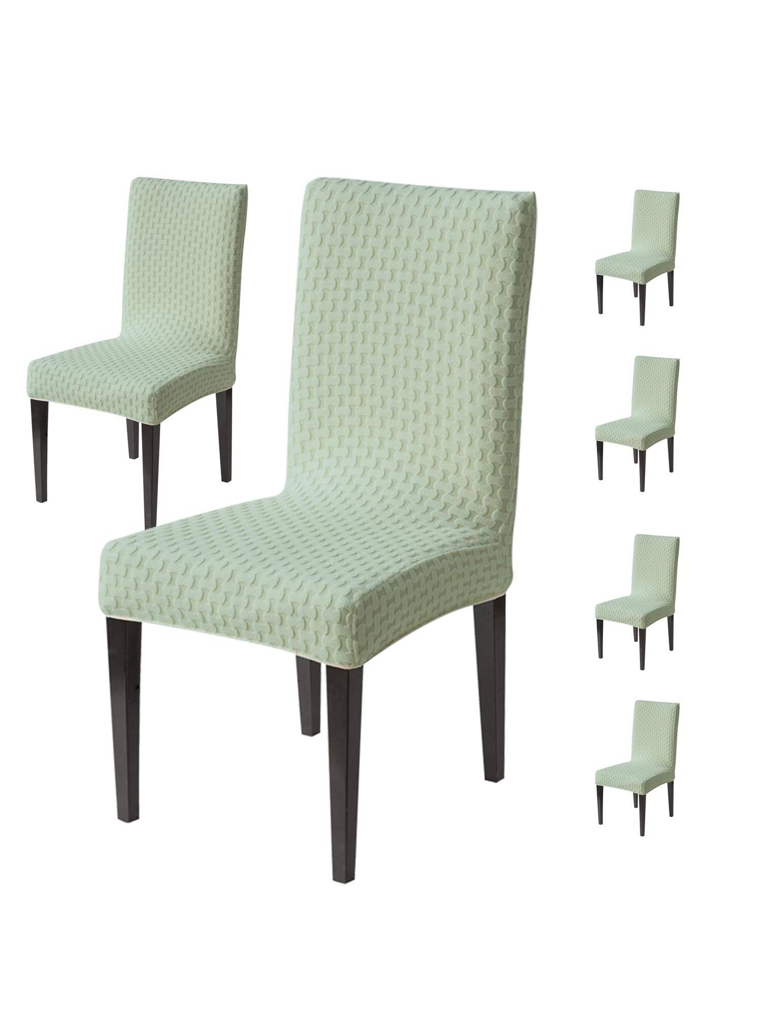 House of Quirk Green Elastic Jacquard Soft Touching Chair Cover Stretch Removable - (Pack of 6)