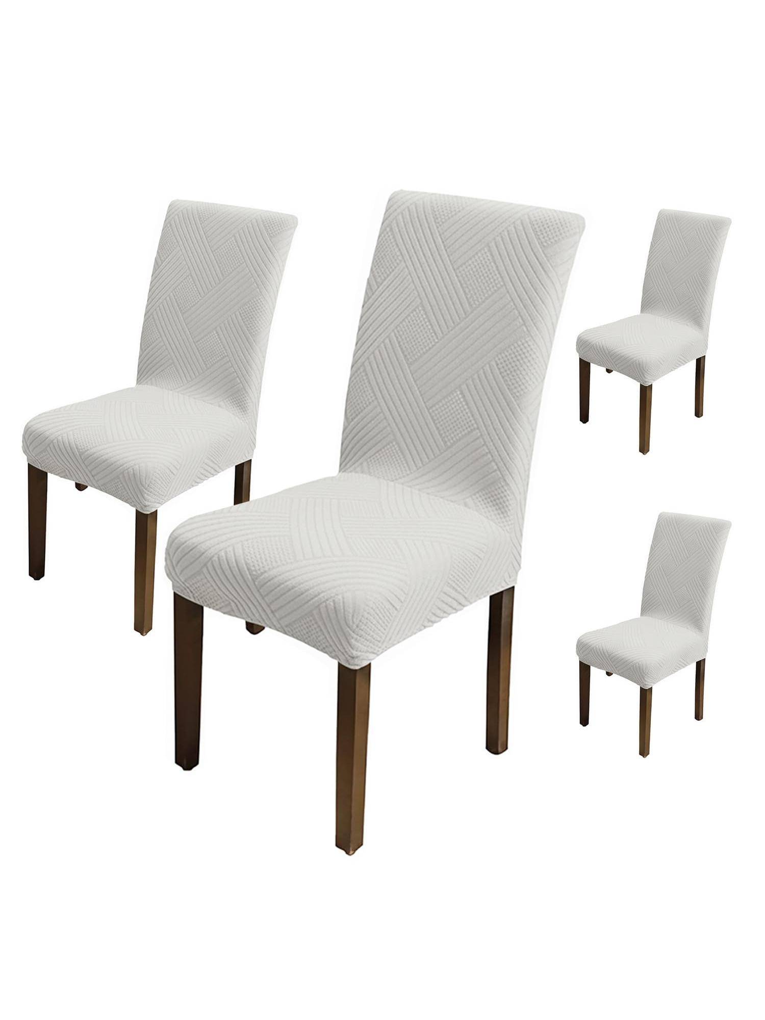 House of Quirk Grey Elastic Jacquard Soft Touching Chair Cover Stretch Removable - (Pack of 4)