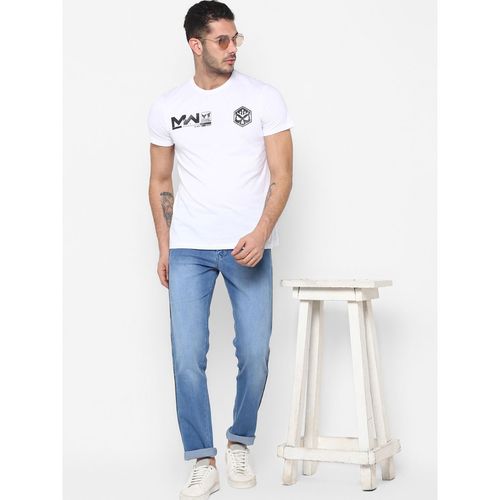 Buy Urbano Fashion Men Light Blue Side Striped Slim Fit Jeans