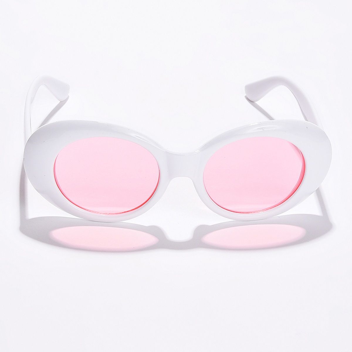 White sunglasses new arrivals with pink lenses
