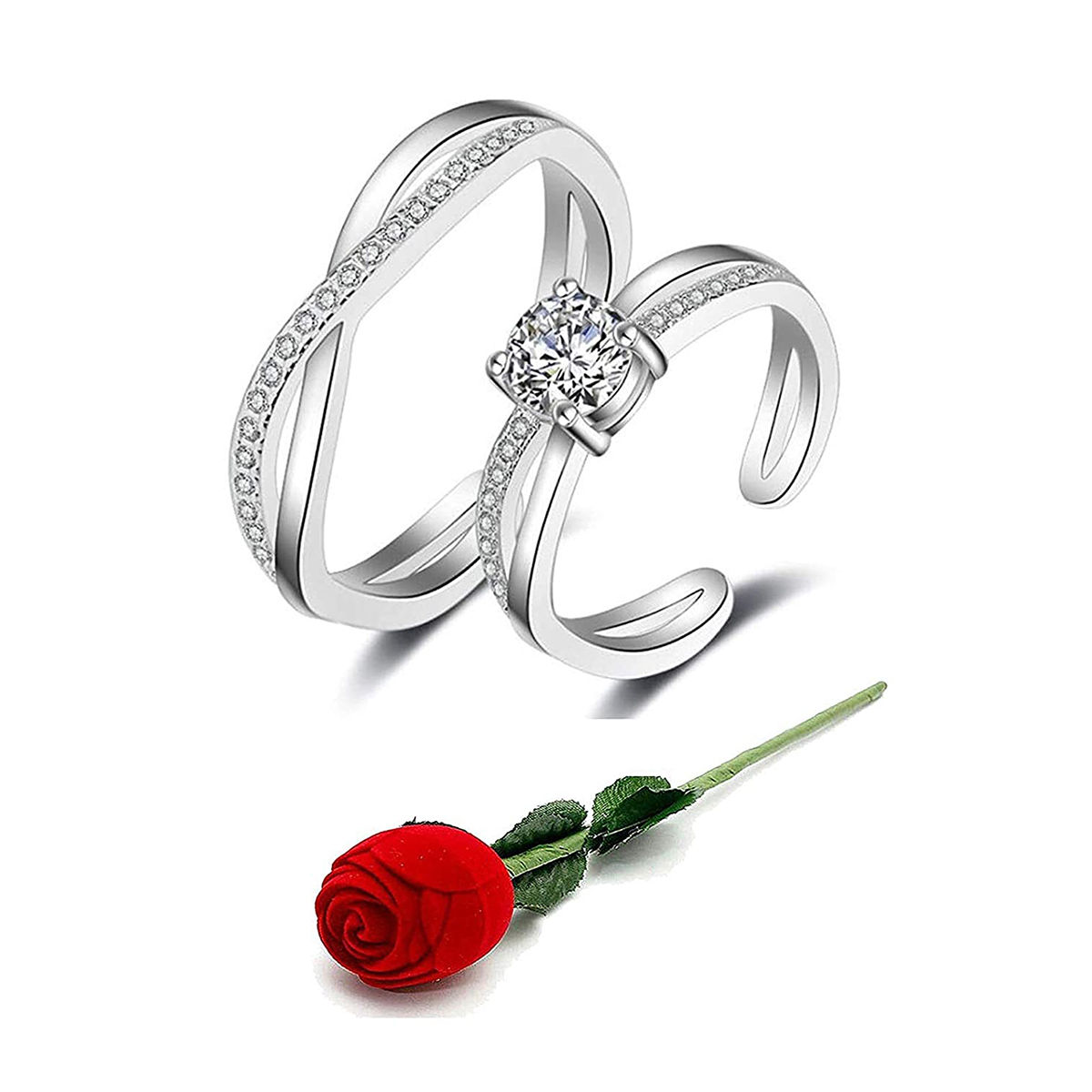 Buy Karatcart Chain Design Platinum Plated Elegant Austrian Crystal Adjustable Ring Online