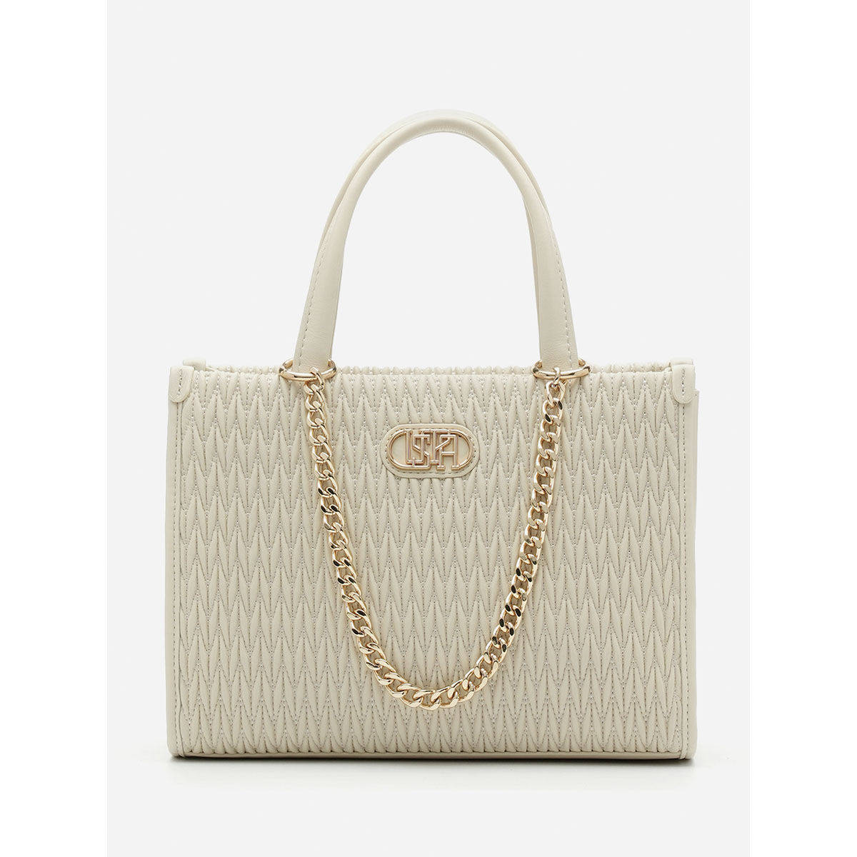 U.S. POLO ASSN. Chloe Off White satchel Handbag with Solid Finish