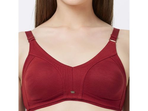 SOIE WomenS Full Coverage Non-Padded Non-Wired Bra - DEEP-RED (32B)