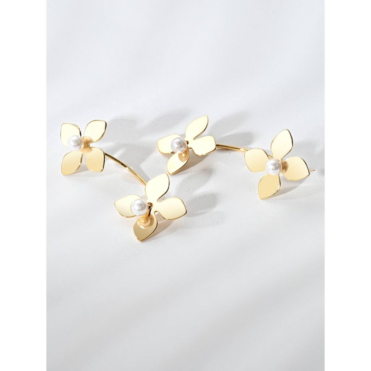 Kazo Metallic Floral Statement Earrings