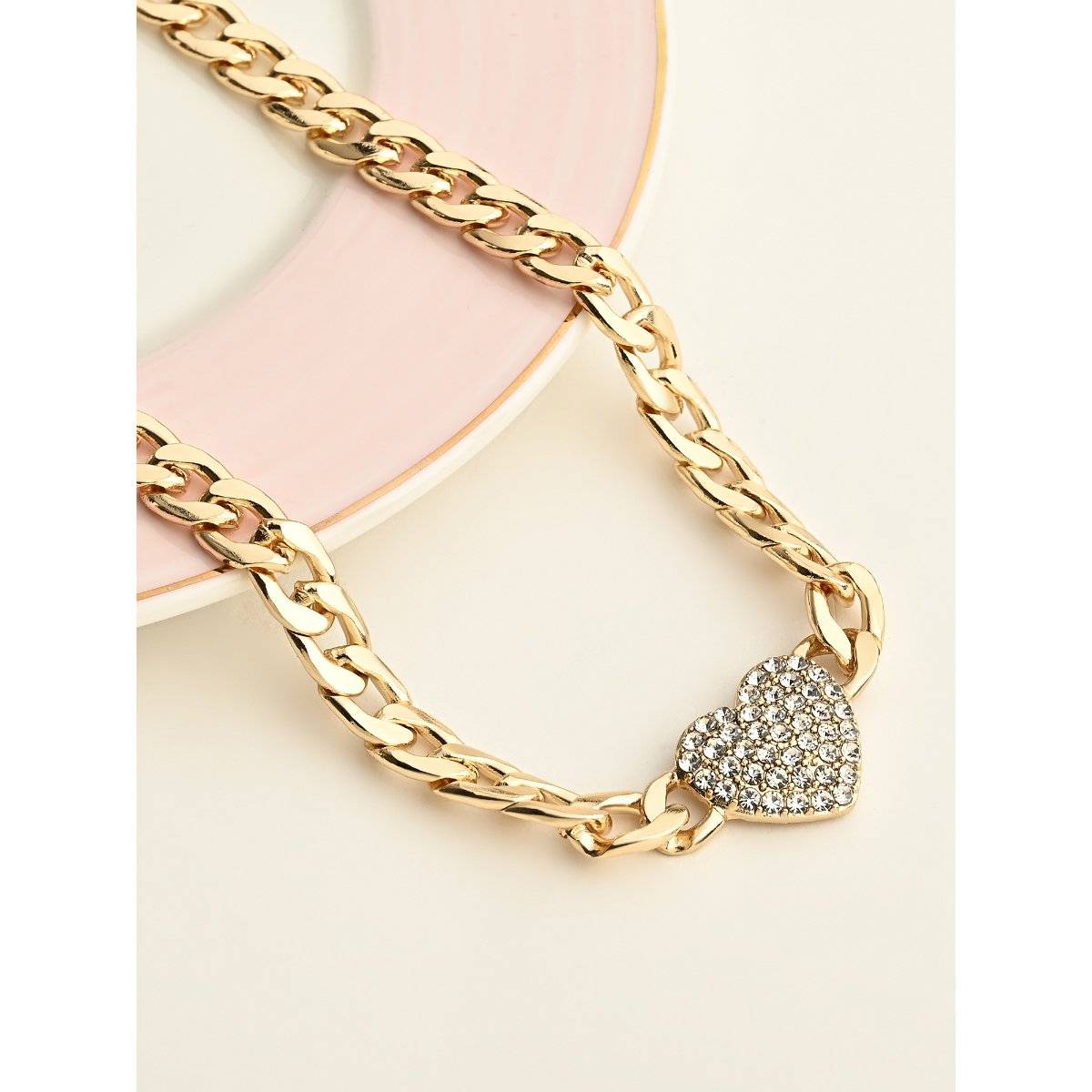 Kazo Glamorous Heart-Embellished Chain Necklace