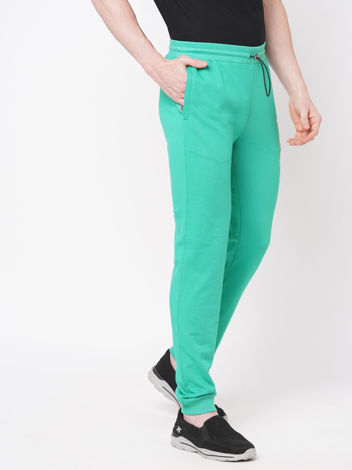 Buy FITZ Solid French Terry Slim Fit Trackpants Aqua Online