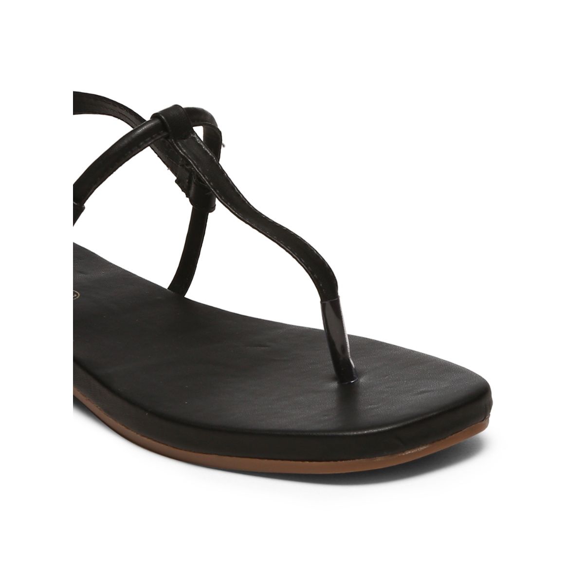 Plain black sandals flat store