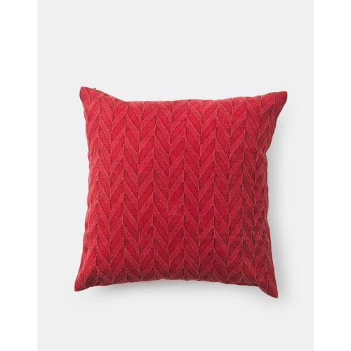 Buy Fabindia Red Inaya Cotton Woven Cushion Cover (16x16 Inches