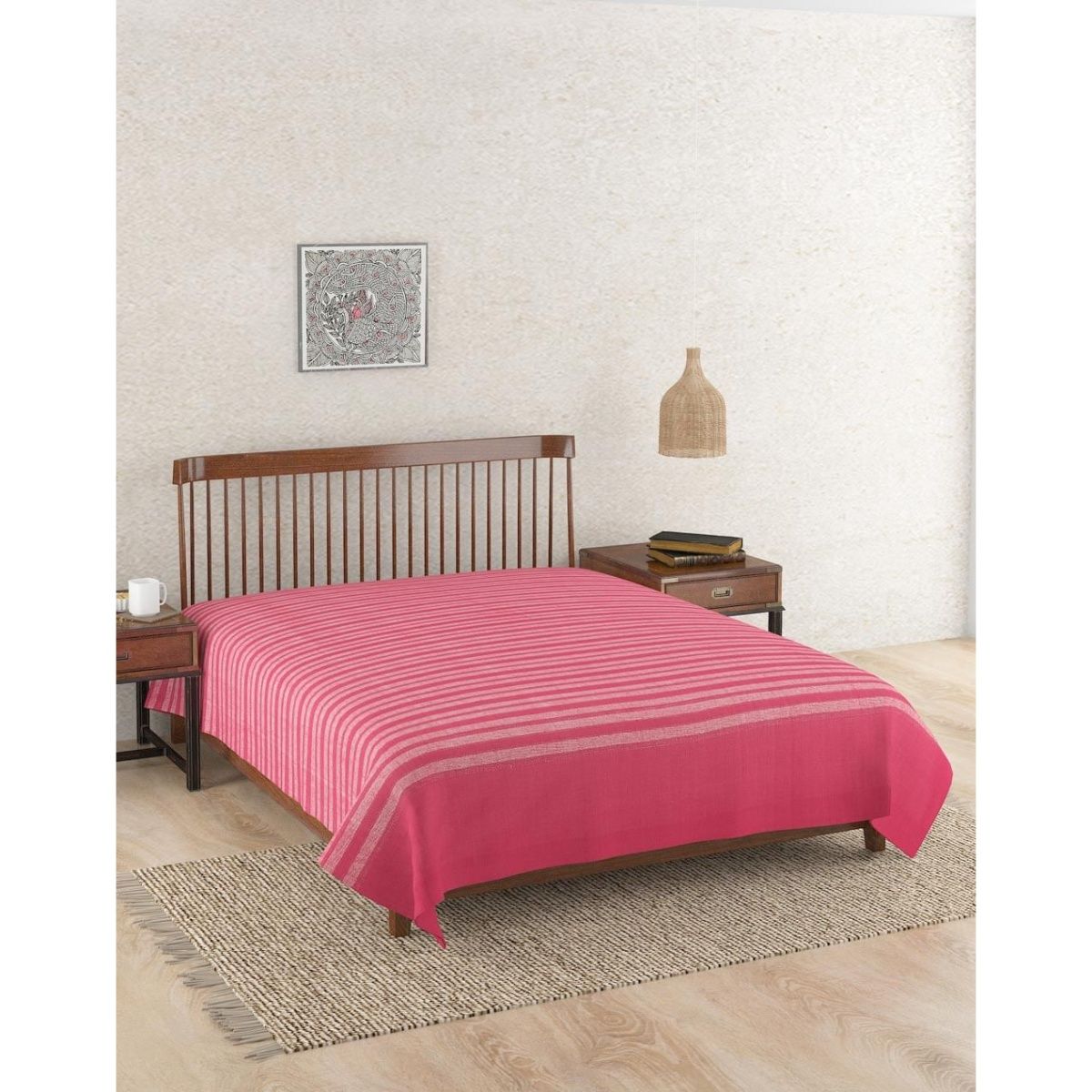 Buy Fabindia Pink Amza Bed Cover Online