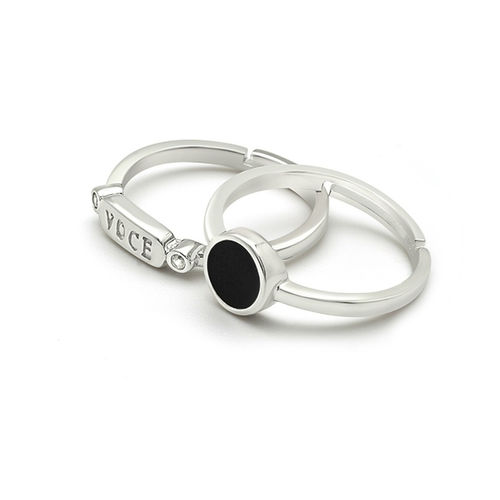 Buy SILBERRY 925 Sterling Silver Black Voce Ring for Womens and