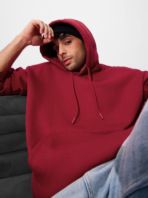 The Souled Store Brick Red Gold Men Oversized Hoodies