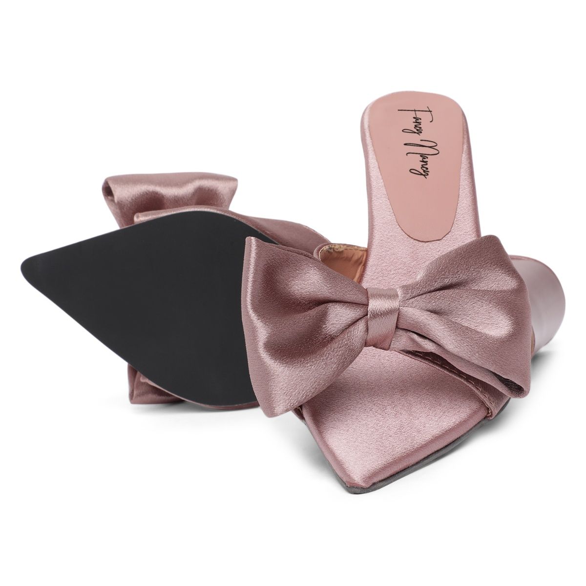 Buy Dapper Feet Satin Bow Heels Pink Online