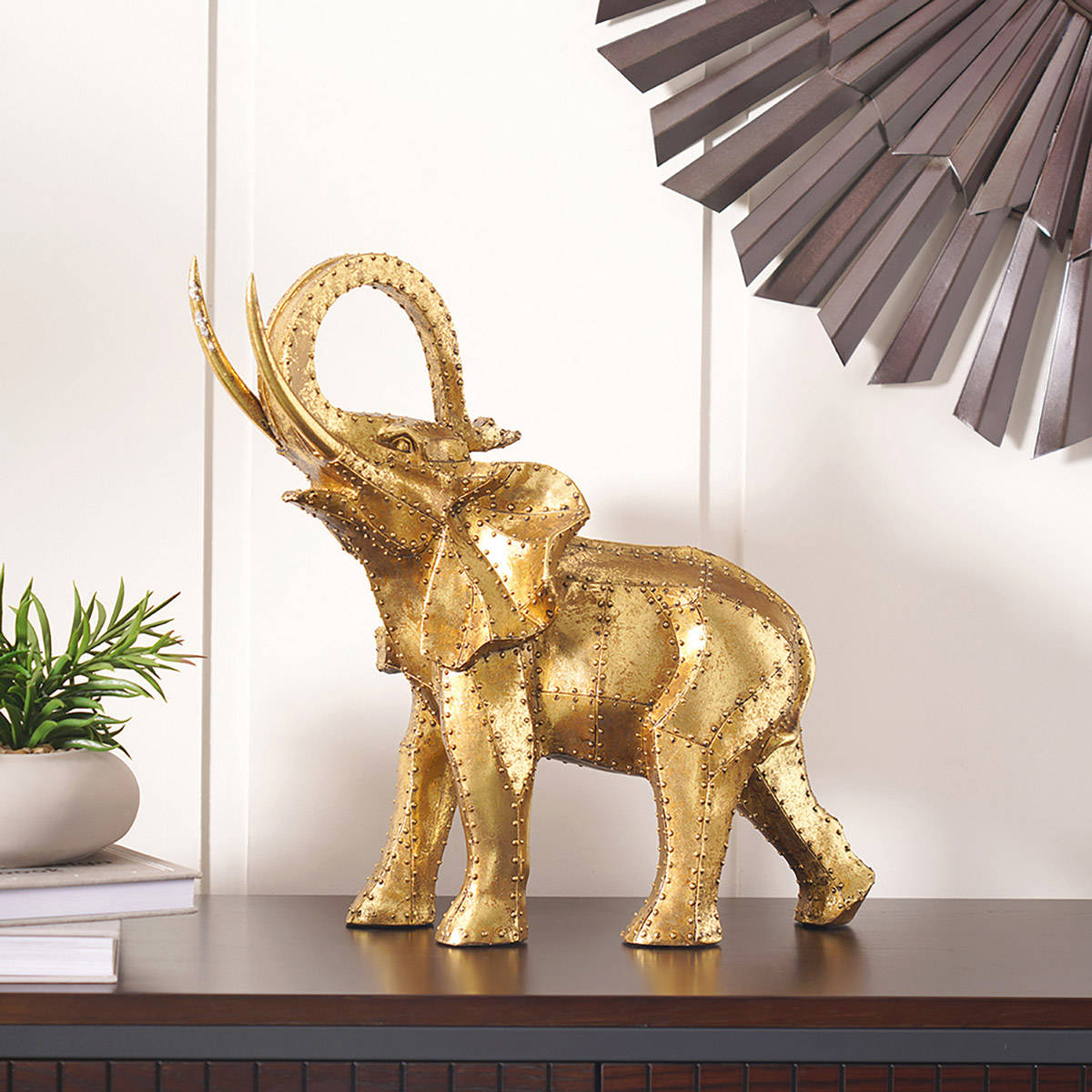 Elephant Rivet Set Buy Pure Home + Living Golden Rivet Elephant Large Figurine Online