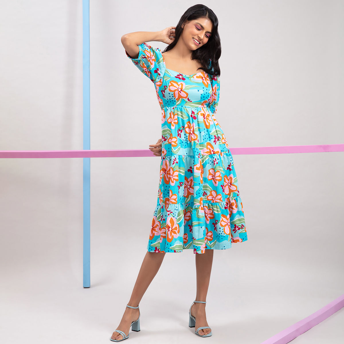 Twenty Dresses By Nykaa Fashion Let Your Dreams Blossom Dress Blue XS