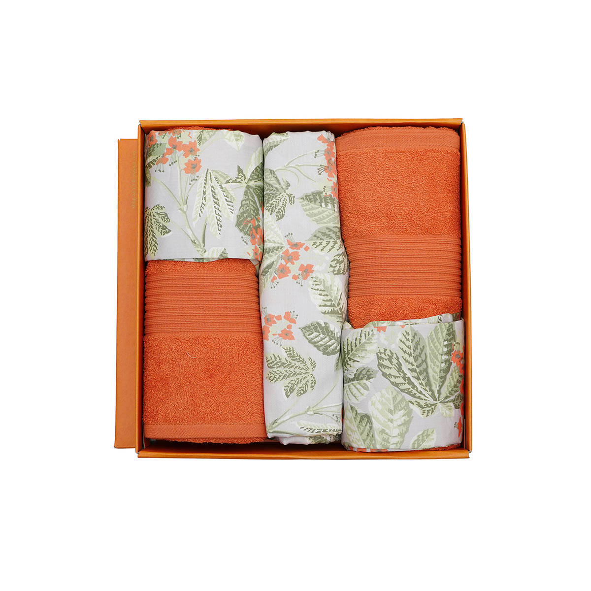 Maspar Cotton Floral Print Bed Bath Set- Bedsheet Pillow Cover & Bath Towel (Queen)