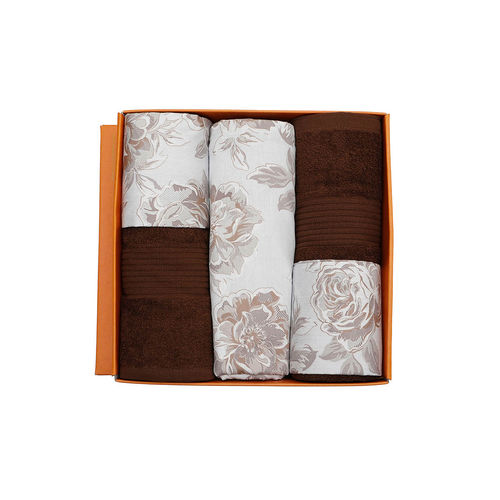 Maspar Cotton Floral Print Bed Bath Set- Bedsheet Pillow Cover Bath Towel  (King)