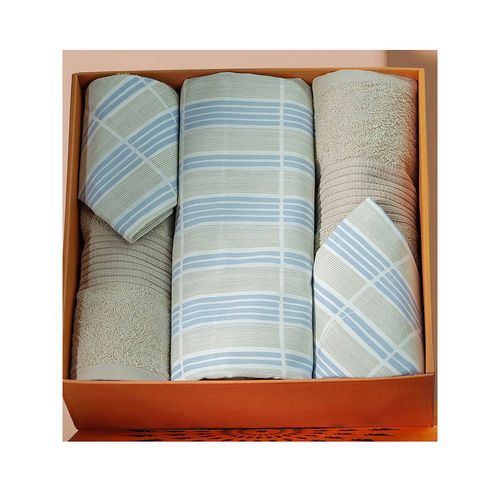 Maspar Cotton Geometric Print Bed Bath Set- Bedsheet Pillow Cover Bath  Towel (King)