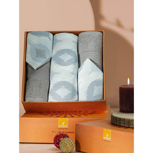 Maspar Cotton Abstract Print Bed Bath Set- Bedsheet Pillow Cover Bath  Towel (King)