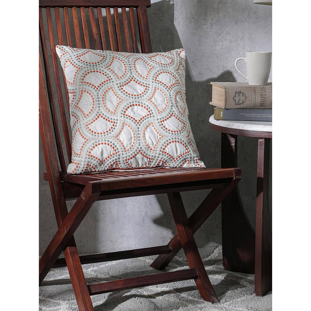 Maspar Embroidery Viscose Medium Square Cushion Cover (18x18 inches)