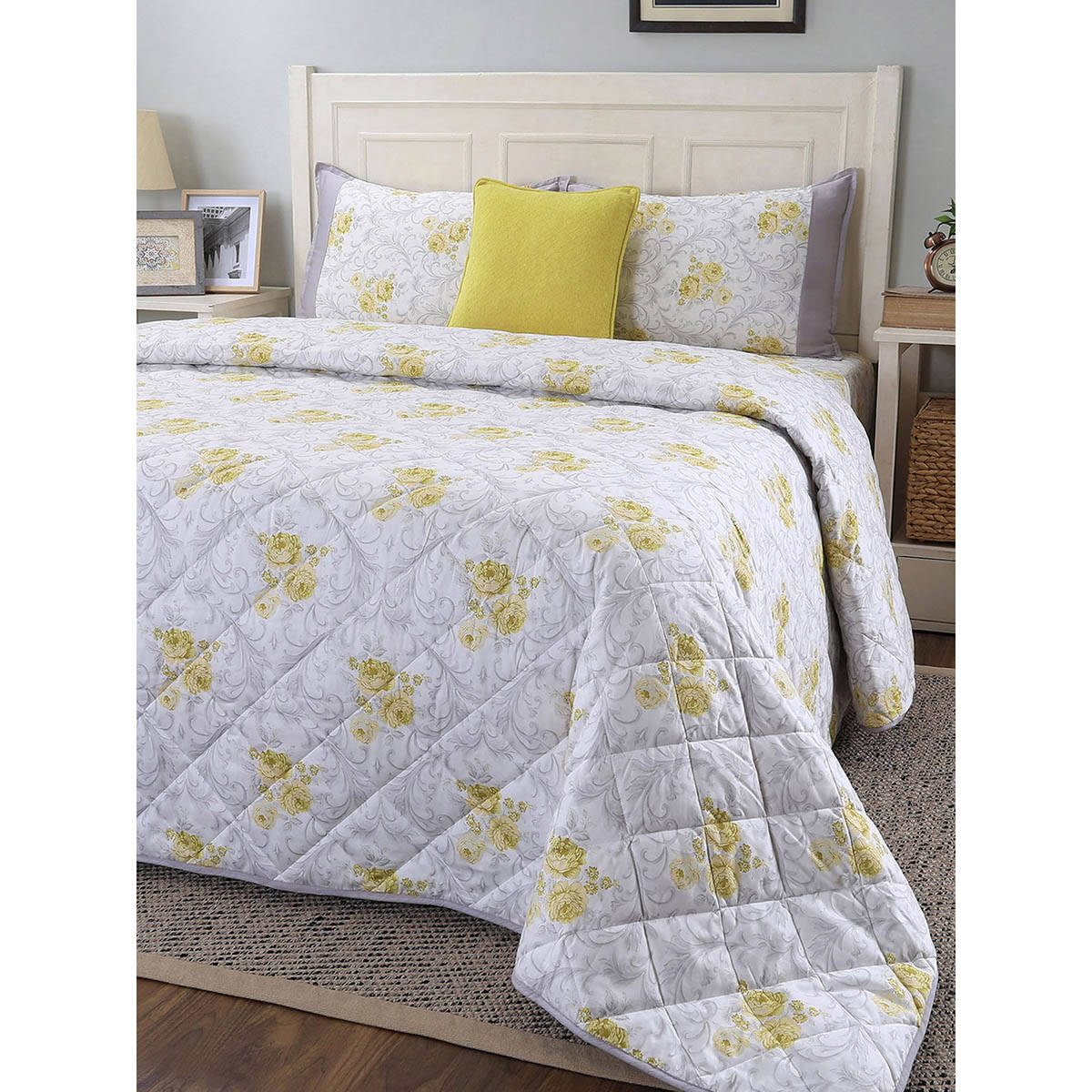 Maspar Cotton Floral Print 6 Piece Quilt Bedding Set (Queen)