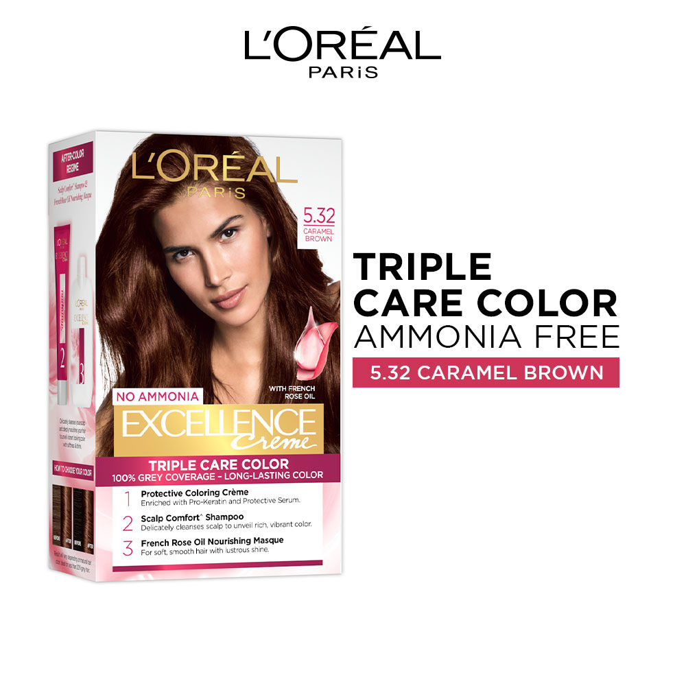 L'Oreal Paris Excellence Creme Triple Care Hair Color - 5.32 Caramel Brown