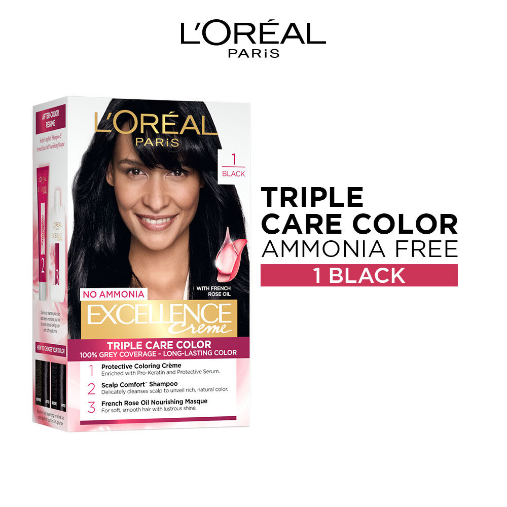 L'Oreal Paris Excellence Creme Triple Care Hair Color - 1 Black