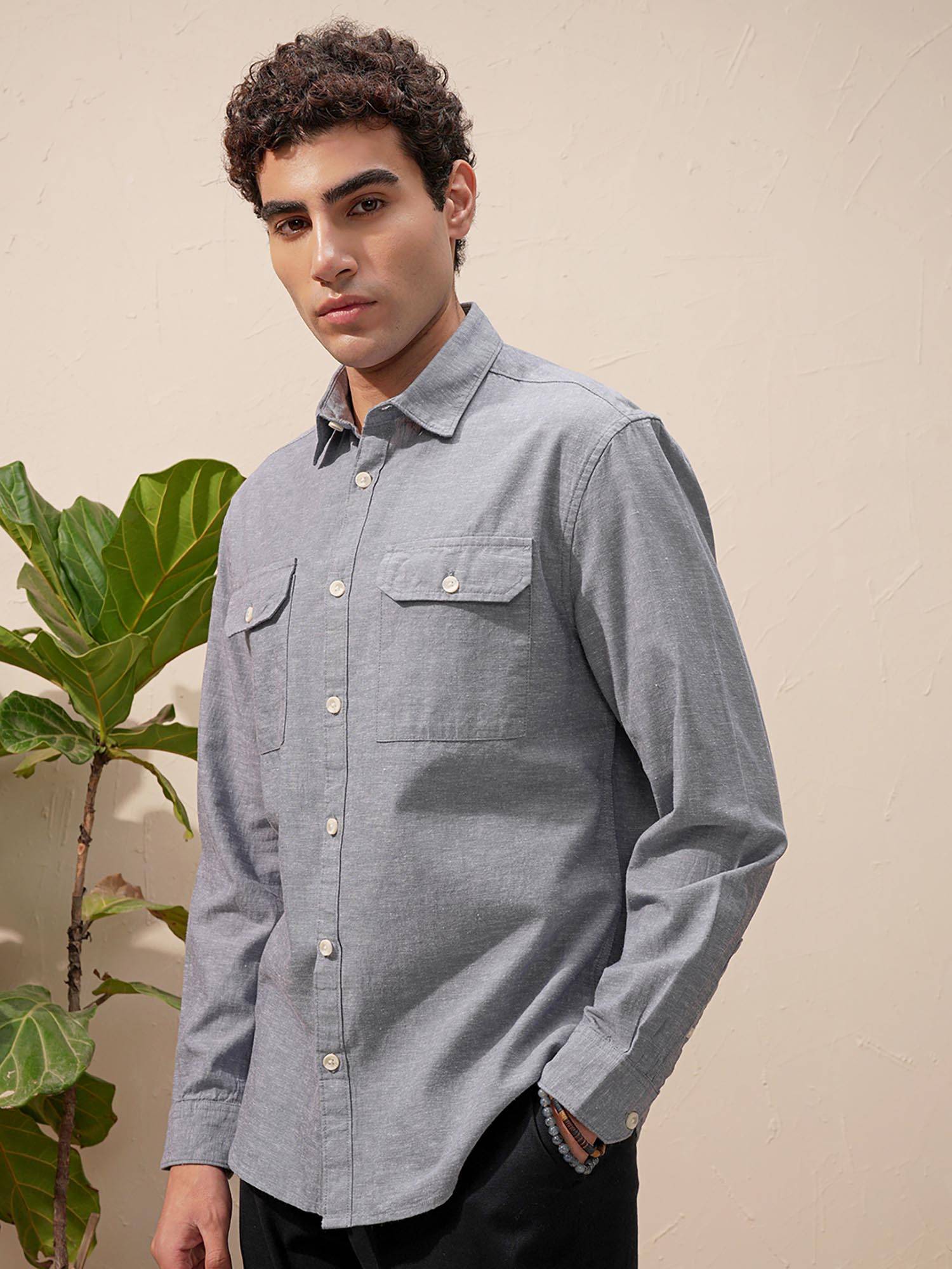 Buy HIGHLANDER Men Blue Solid Casual Shirt Online