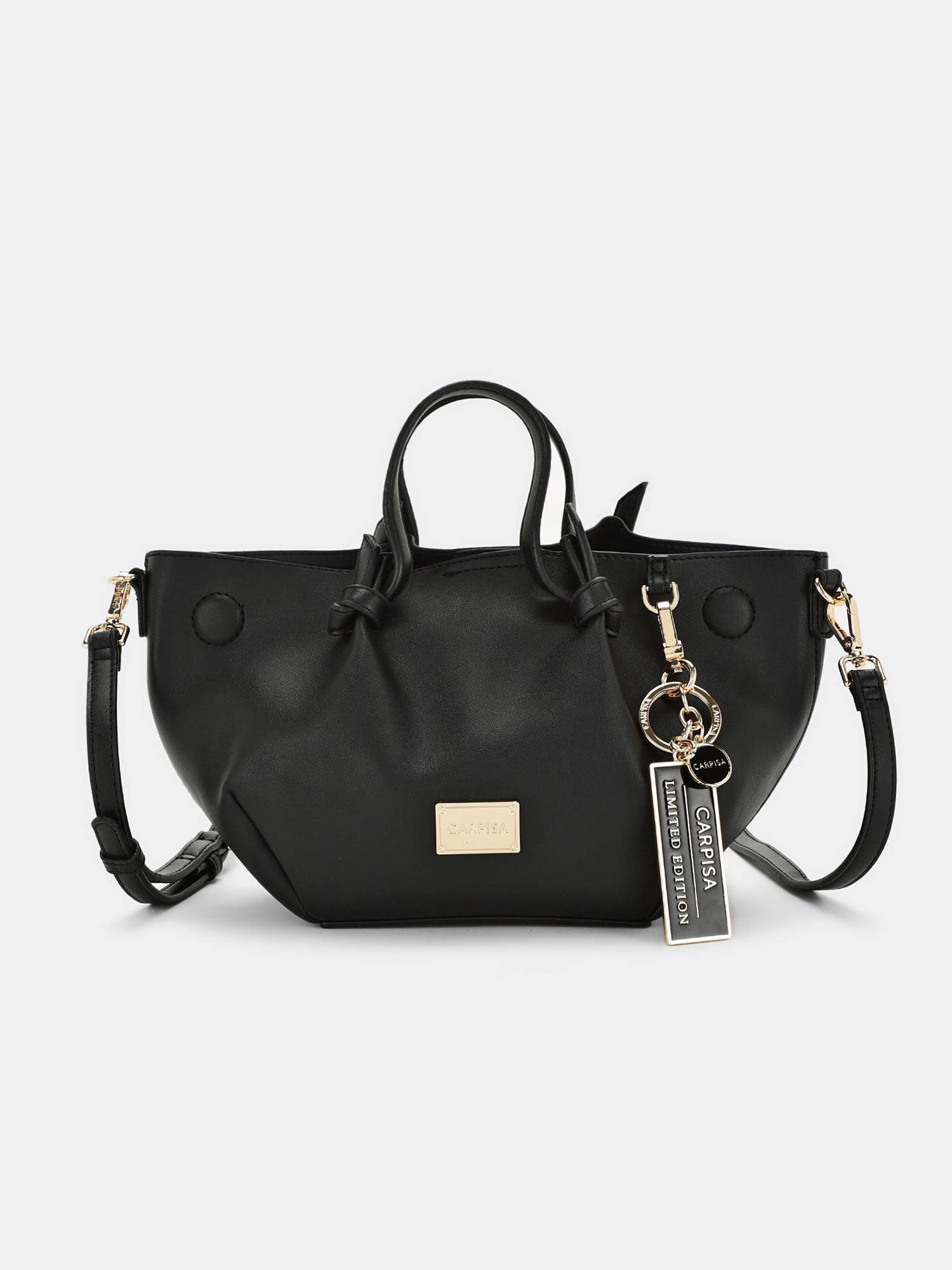 CARPISA ITALIA Kiran Black Special Women Handbag With Detachable Strap And Pouch (Small)