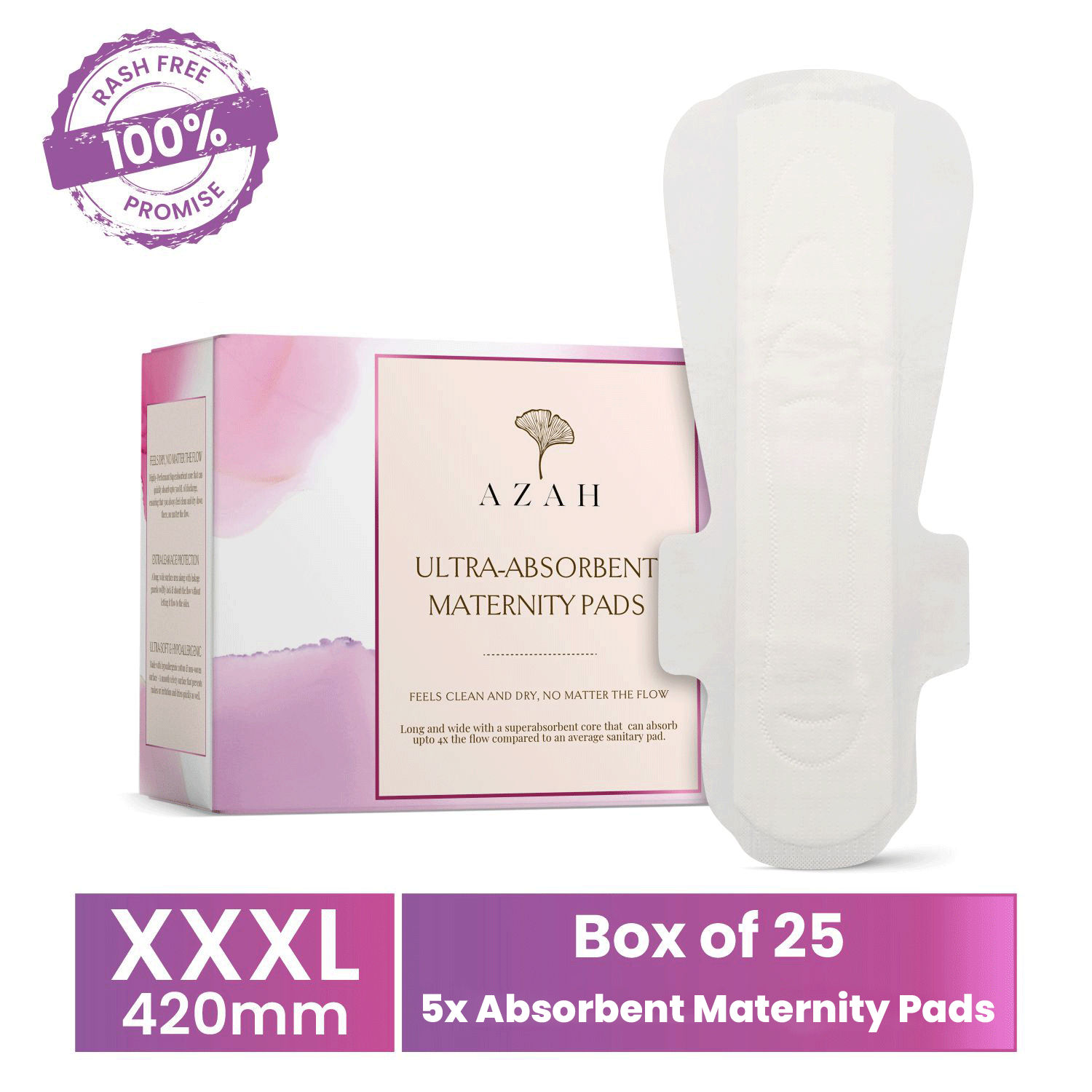 Azah Ultra-Absorbent XXXL Maternity Pads (Pack of 25)