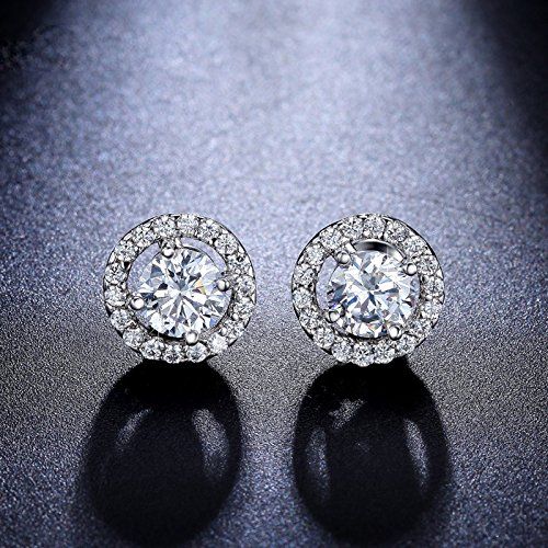 Buy OOMPH Silver White Crystal Solitaire Ear Stud Earrings Online
