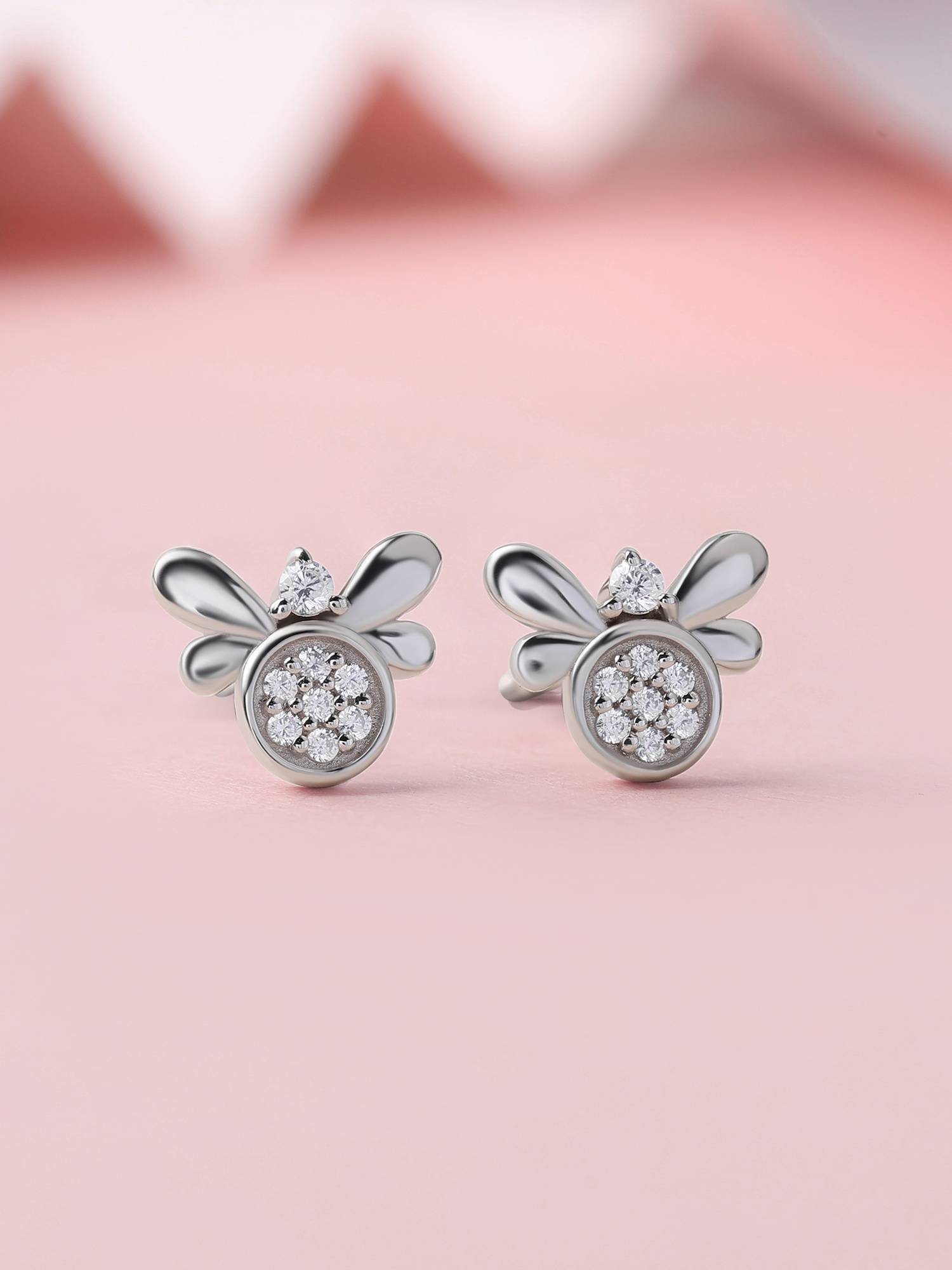 Ornate Jewels 925 Silver White Cz Floral Sparkle Everyday Stud Earrings