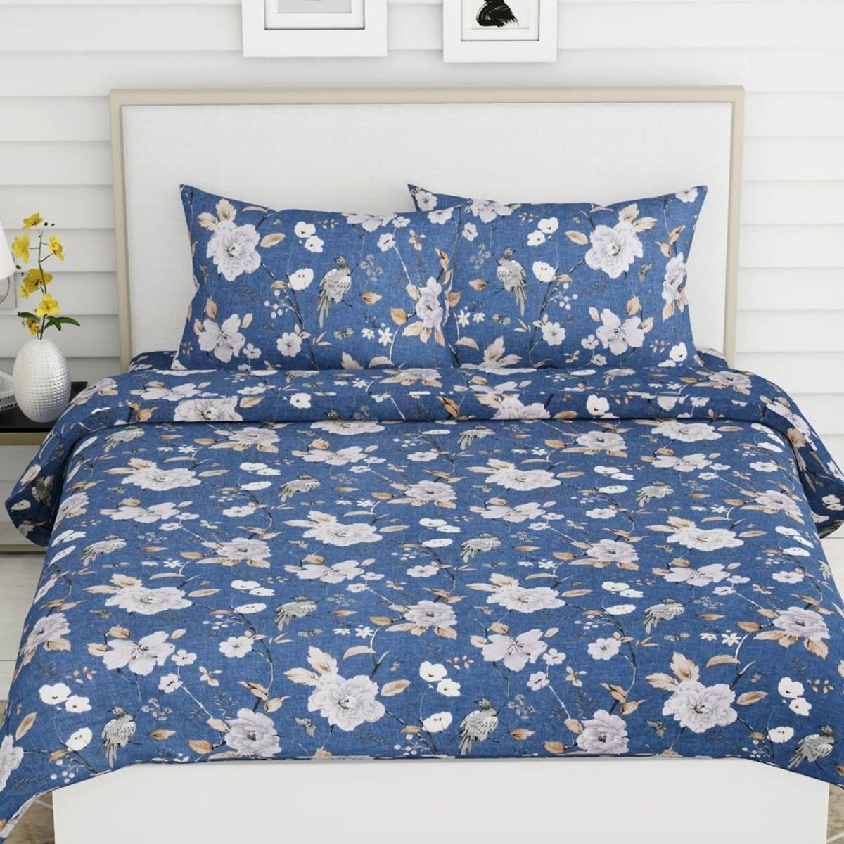 Haus & Kinder Spanish Floral Patio 186 Tc Cotton King Printed Bedsheet