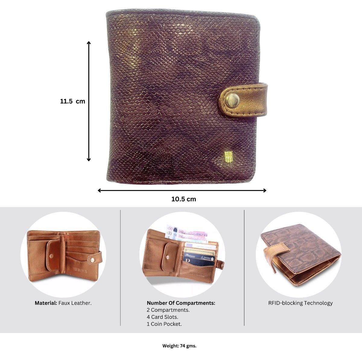 Buy THE HOLISTIK Shimmer Brown Womens Wallet Online