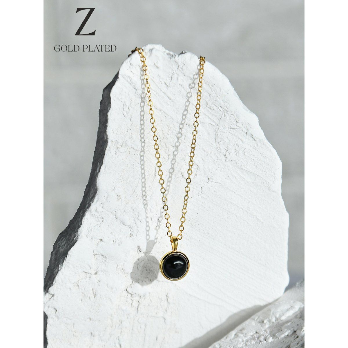 Black Onyx Clover 14kt Yellow Gold Plated Necklace