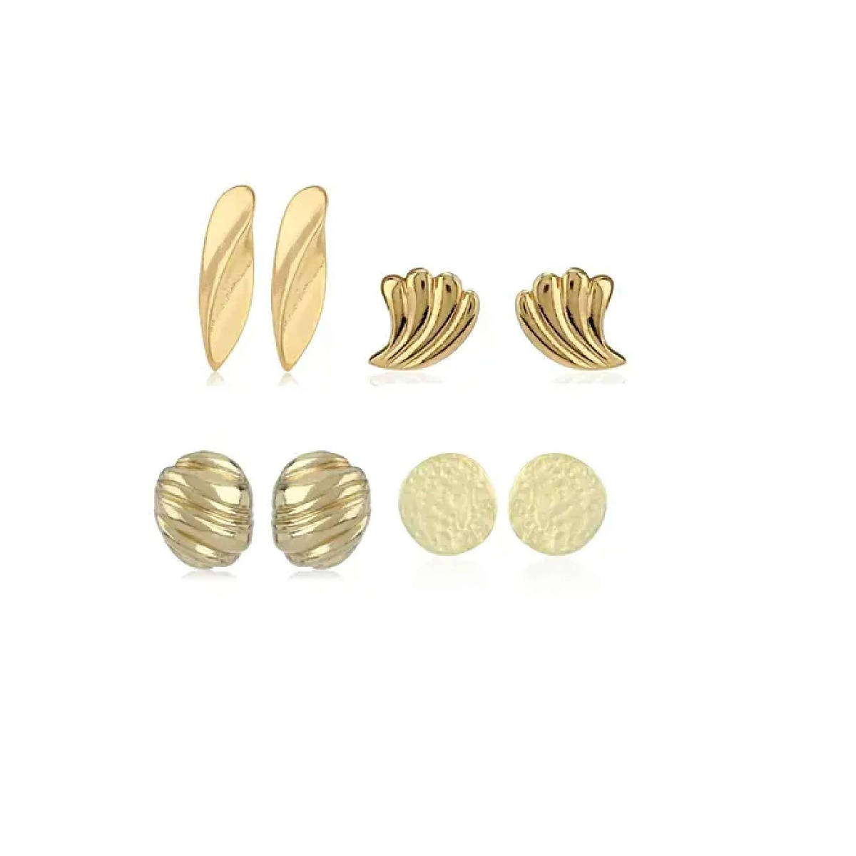 Estele Gold Plated Textured Combo Stud Earrings for Women