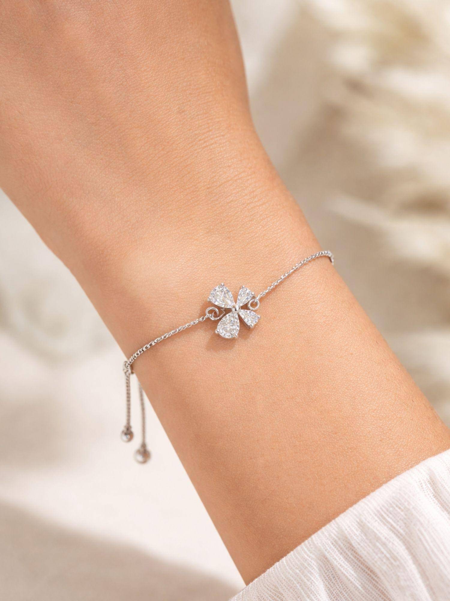 Digital Dress Room Silver Plated Flower Lumba Bracelet for Women