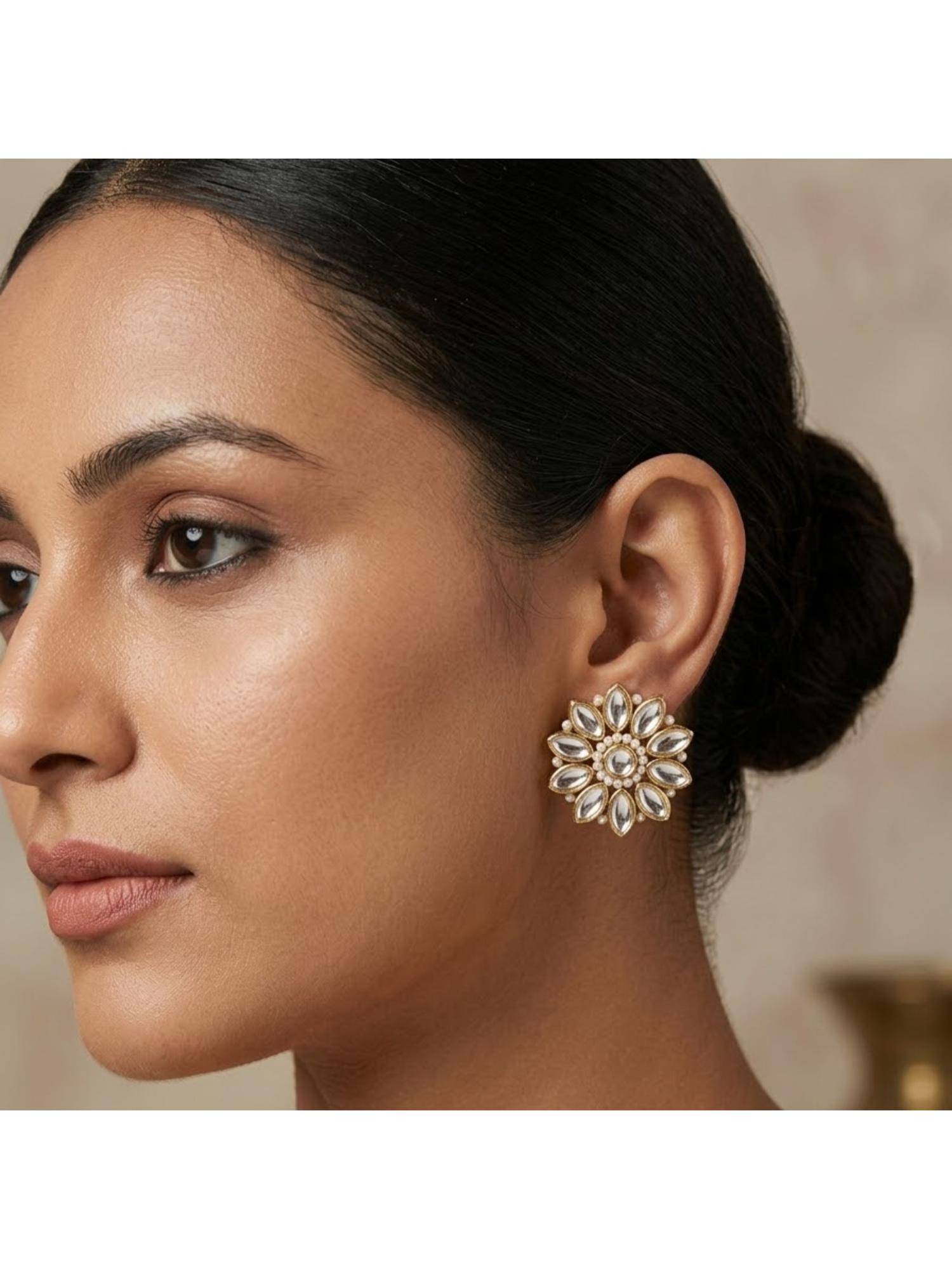 BeAbhika Sunflower Kundan Studs