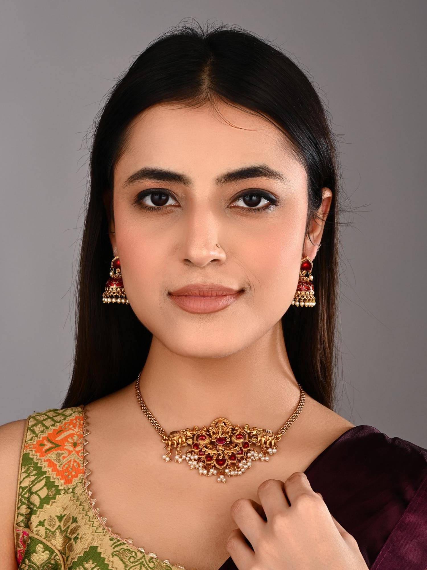 Anvik Lord Ganesha Choker Necklace Set