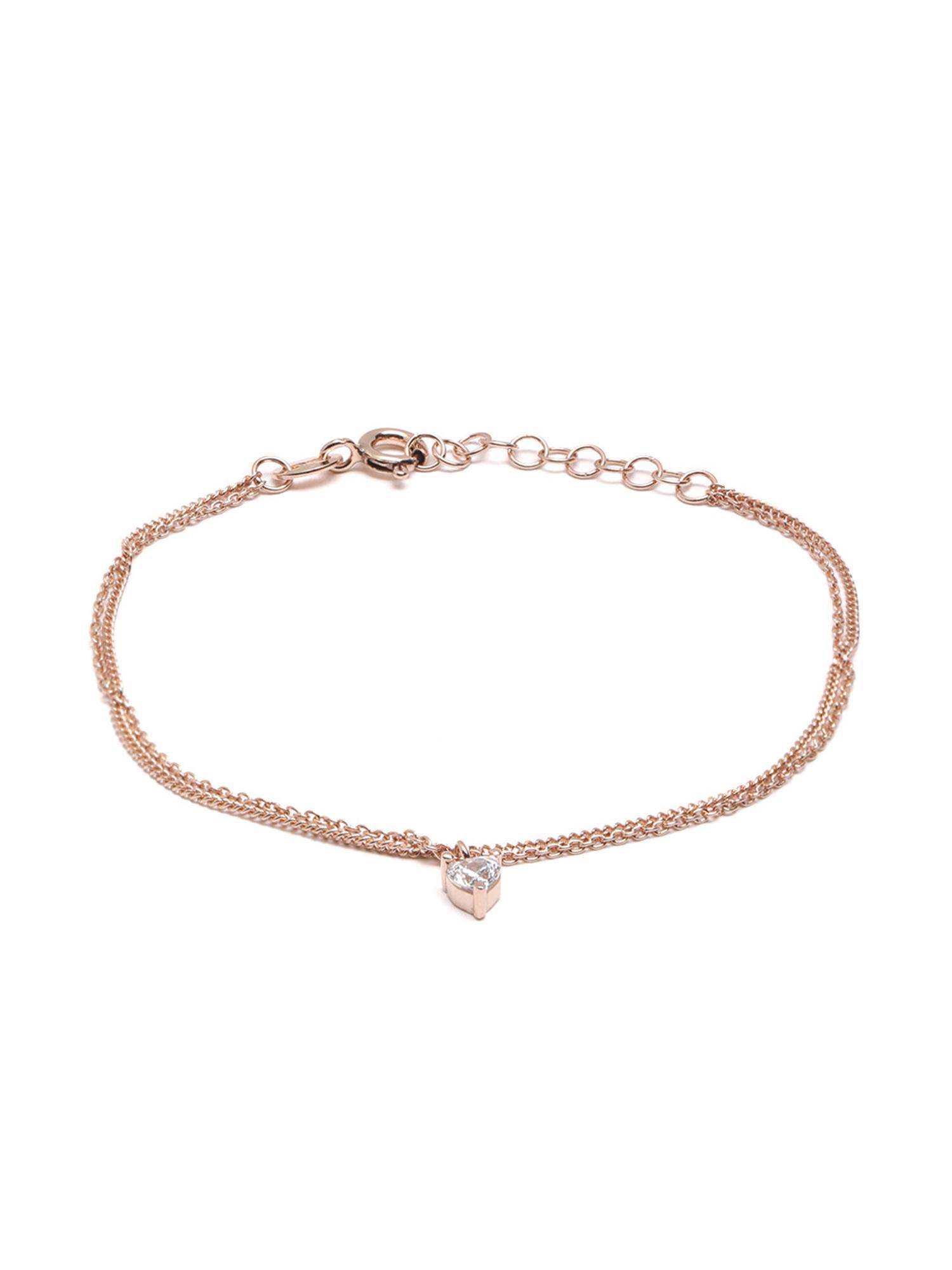 Buy Carlton London 925 Sterling Silver 18Kt Rose Gold Plated Double ...