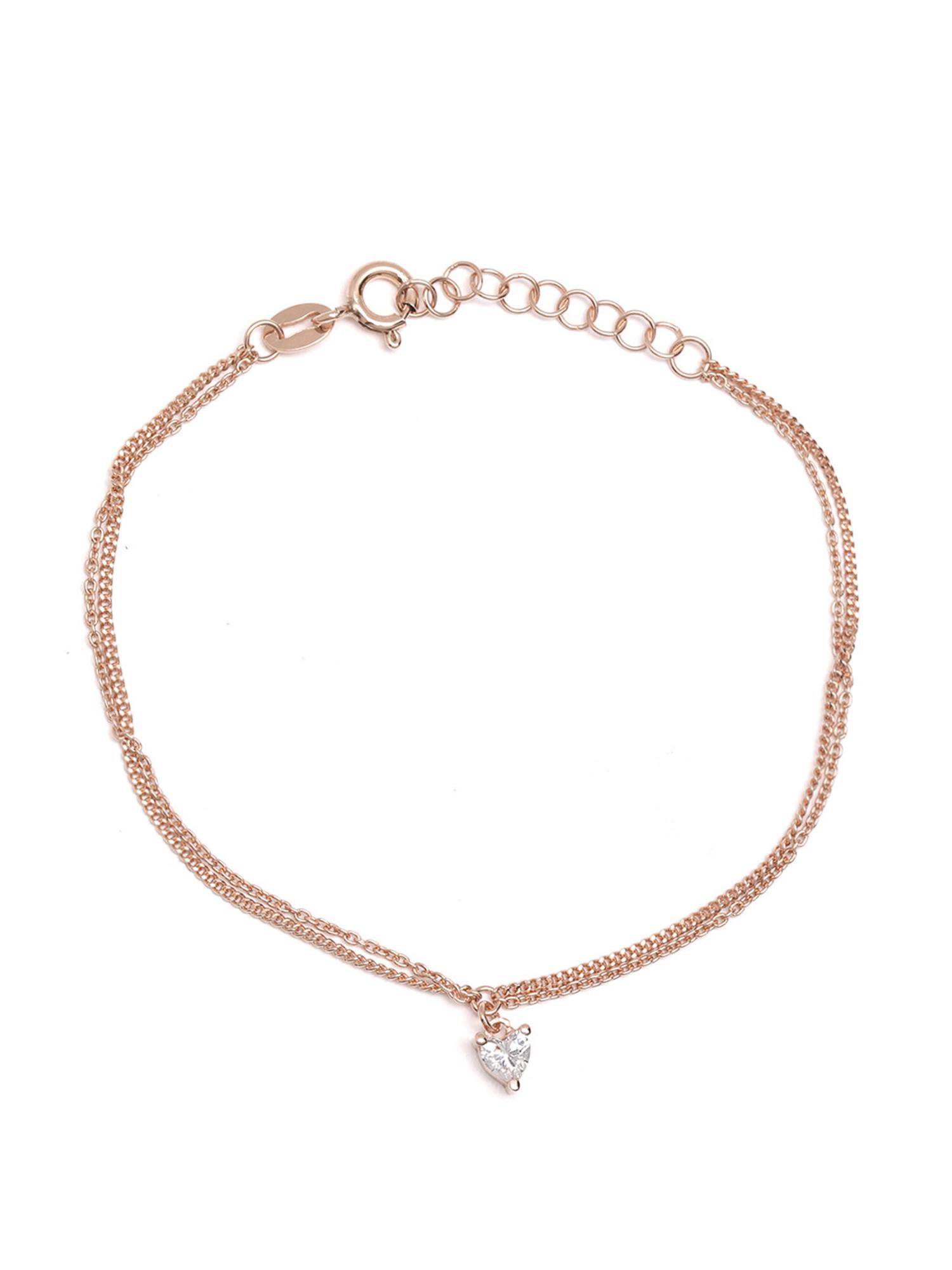 Buy Carlton London 925 Sterling Silver 18Kt Rose Gold Plated Double ...