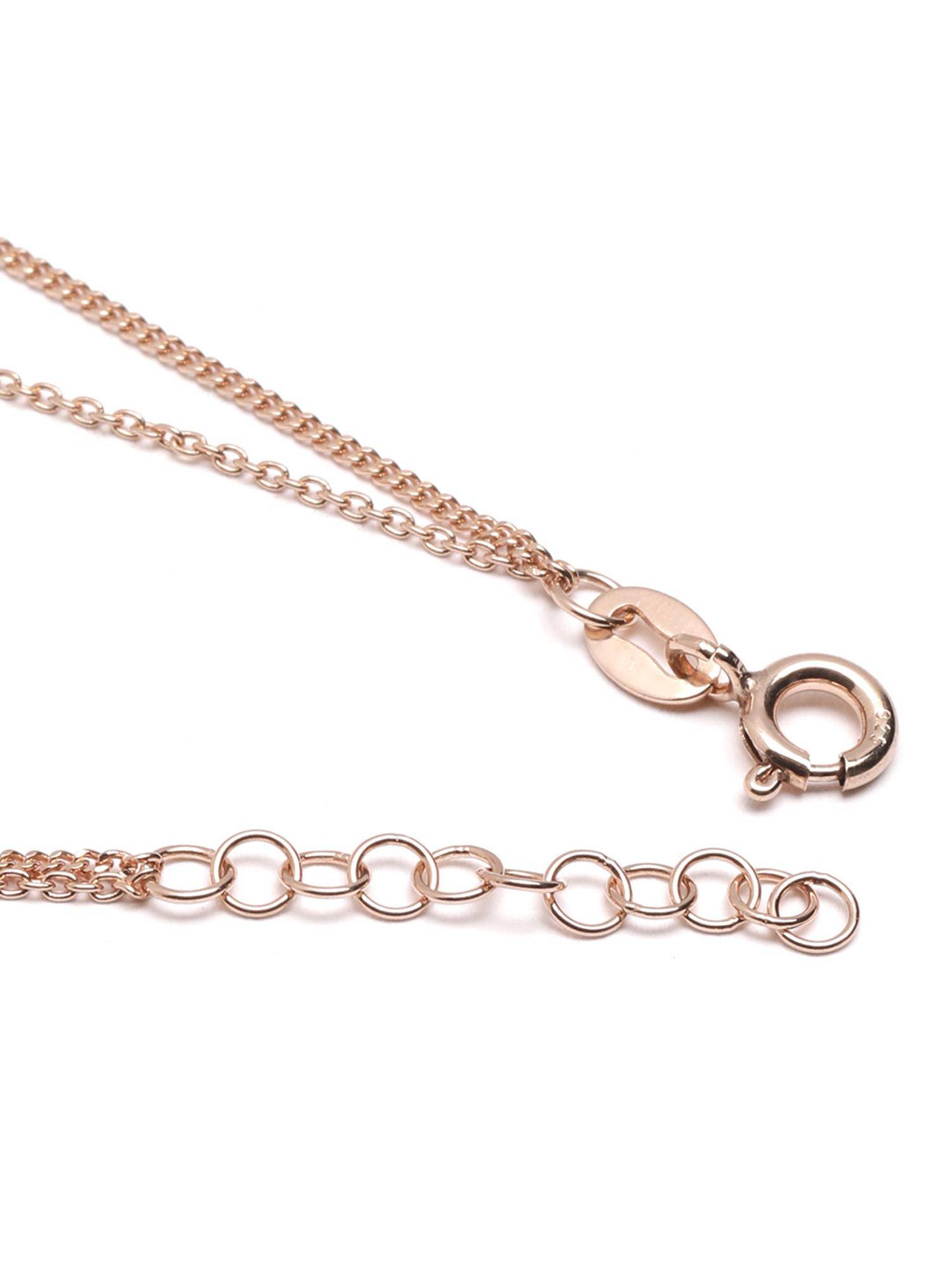 Buy Carlton London 925 Sterling Silver 18Kt Rose Gold Plated Double ...