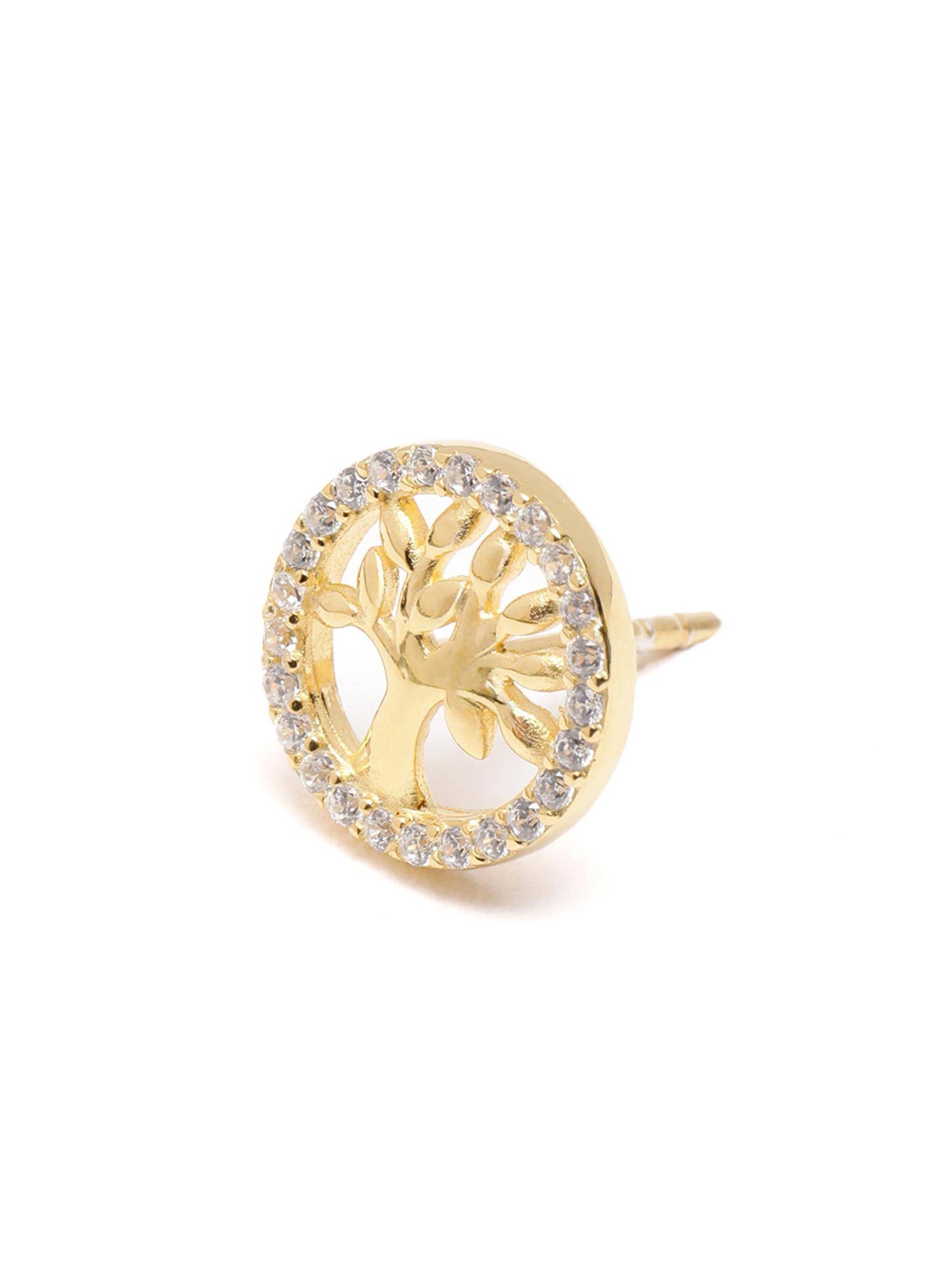 Buy Carlton London 925 Sterling Silver 18Kt Gold Plated Cz Tree Of Life ...