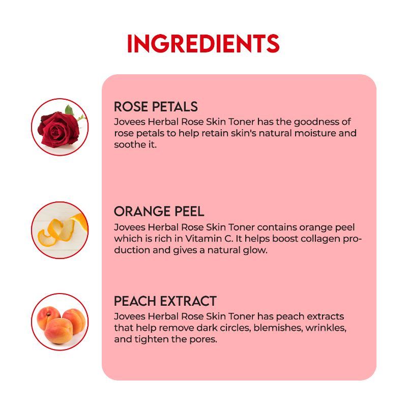 Jovees Herbal Rose Skin Toner For Youthful Skin, Tightens Pores