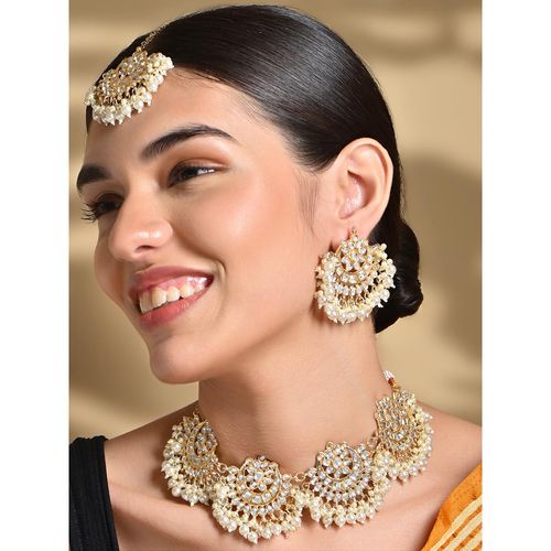 Buy Fida Wedding Ethnic Antique Gold White Pearl Kundan Choker