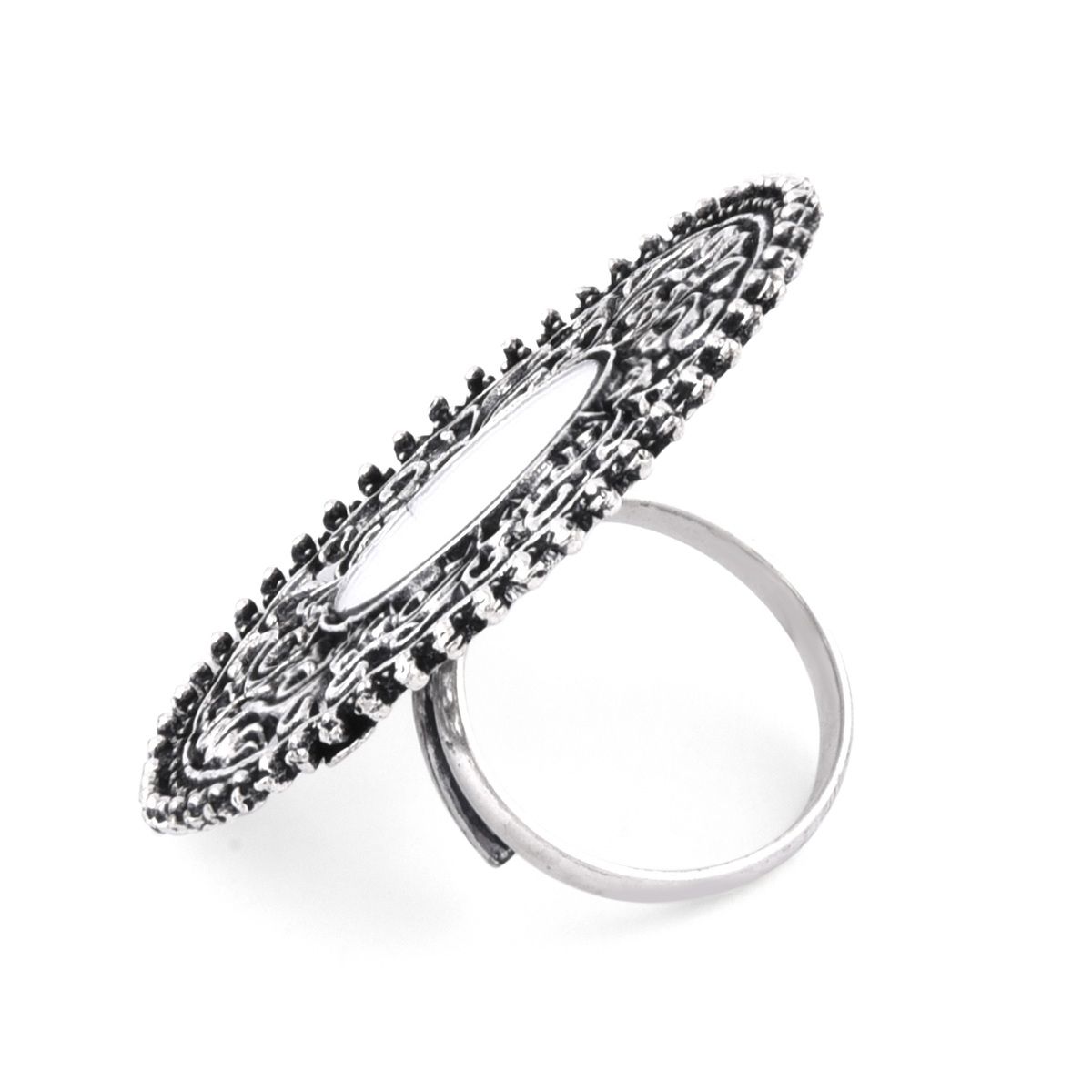 Fida Ethinic Traditional Oxidized Silver Mirror Ring for Women Buy